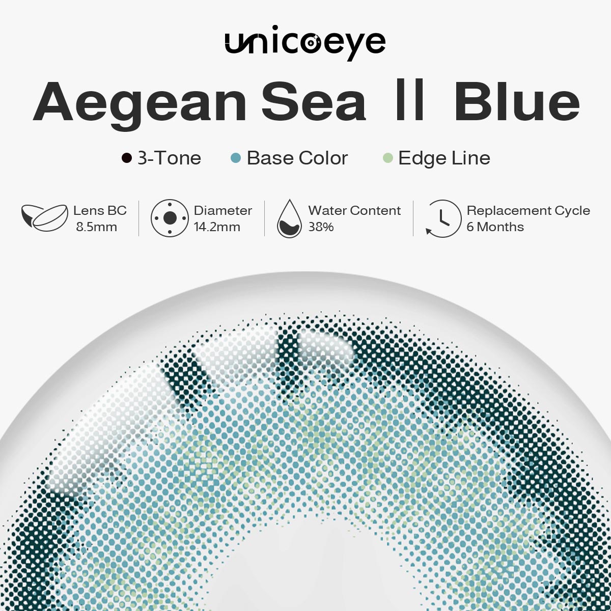 Aegean Sea Ⅱ Blue 6 Months Contact Lenses | 2 Pcs