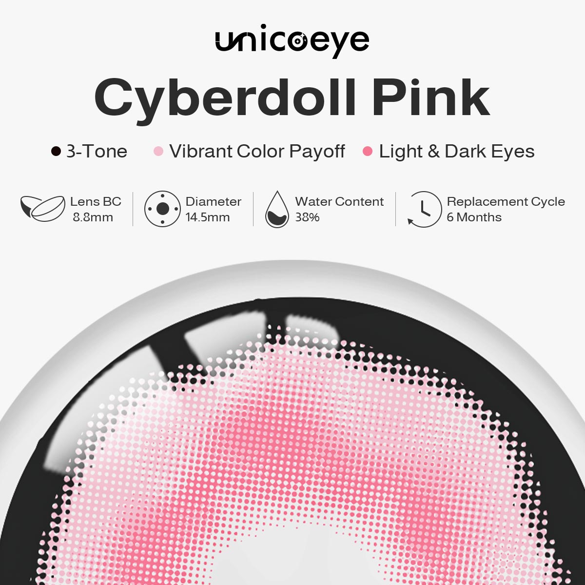Cyberdoll Pink Costume 6 Months Contact Lenses  | 2 Pcs