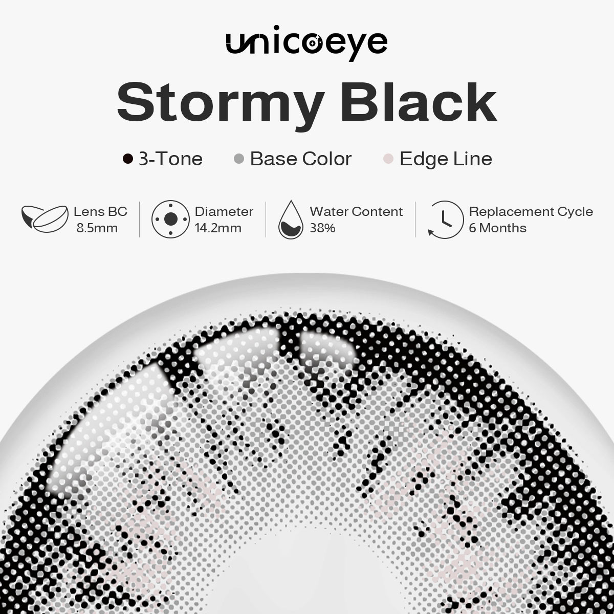 Stormy Black 6 Months Contact Lenses | 2 Pcs