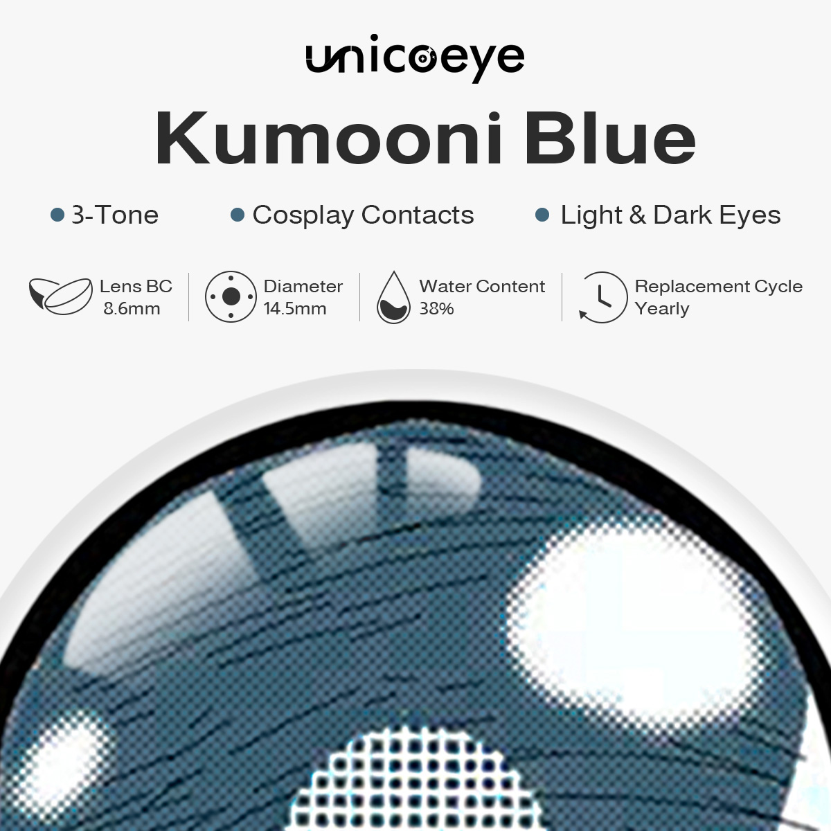 Kumooni Blue Costume Yearly Contact Lenses