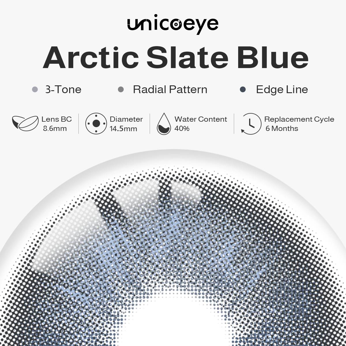 Arctic Slate Blue 6 Months Contact Lenses | 2 Pcs