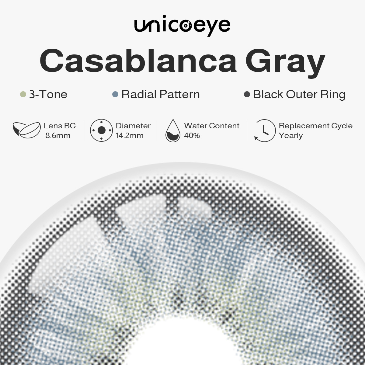 Casablanca Gray Prescription Yearly Contact Lenses