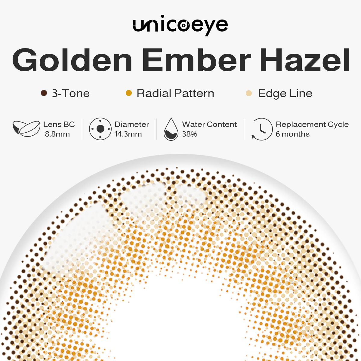 Golden Ember Hazel 6 Months Contact Lenses | 2 Pcs