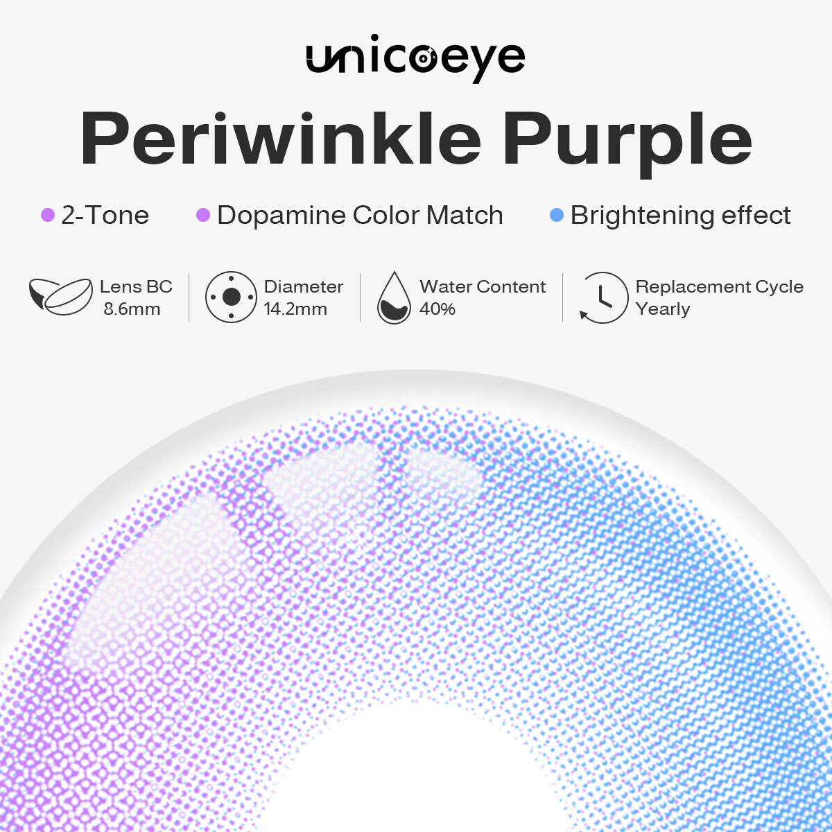 Periwinkle Purple Prescription Yearly Contact Lenses