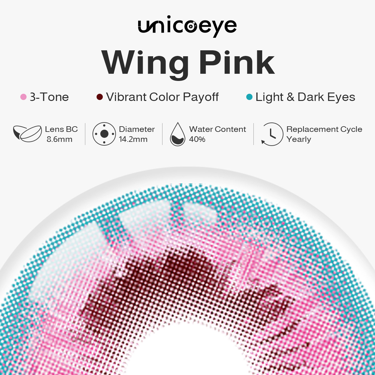 Wing Pink Prescription Yearly Contact Lenses
