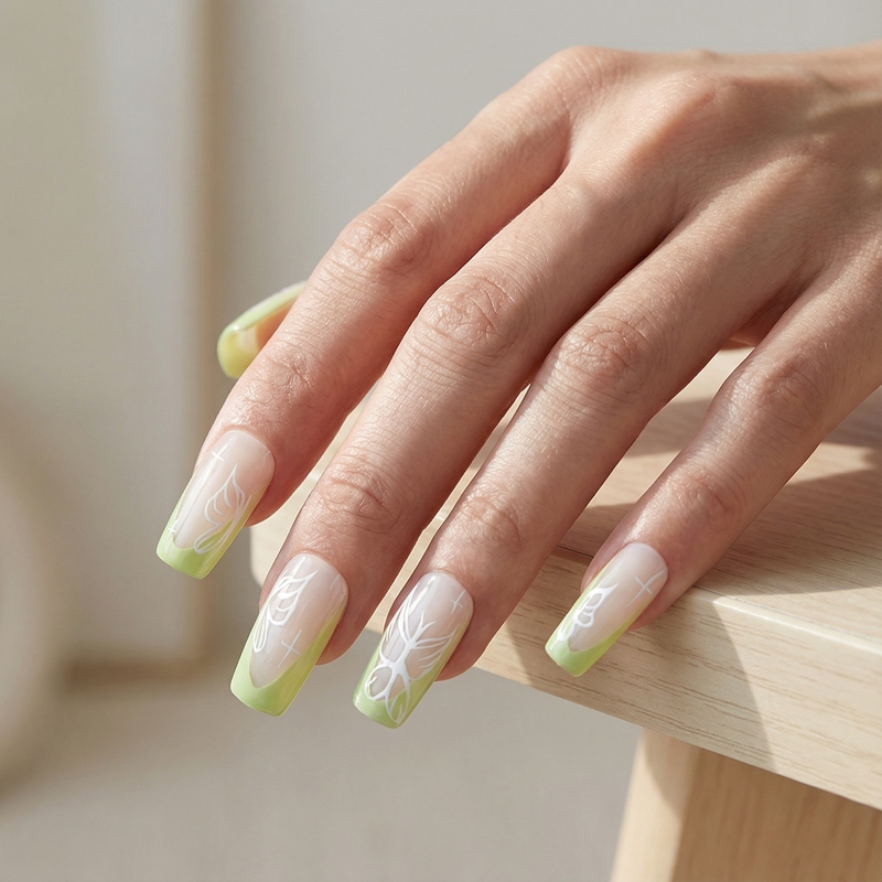 Spring Papillon Green Nails