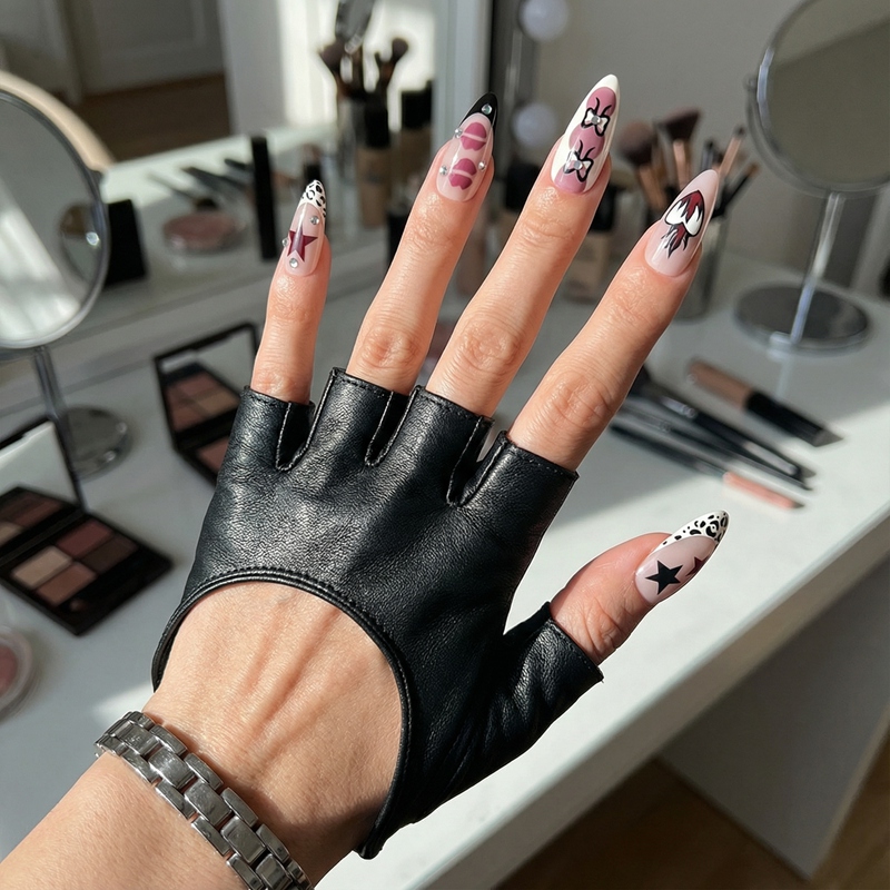 Cherry Casino Multicolor Nails