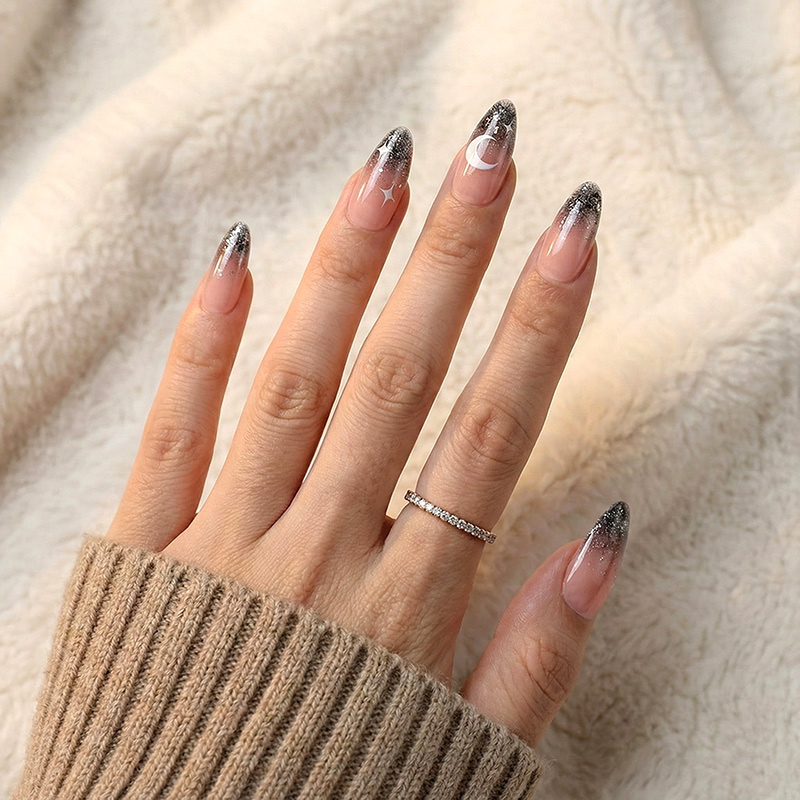 Mystic Moon Grey Nails