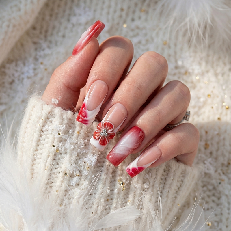 Garden Rose Red Nails