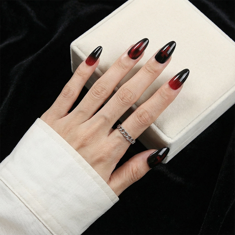 Dark Mystique Red Nails