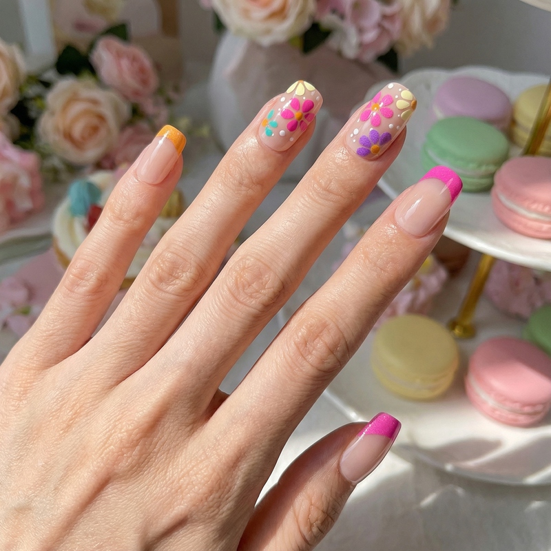 Floral Fiesta Multicolor Nails