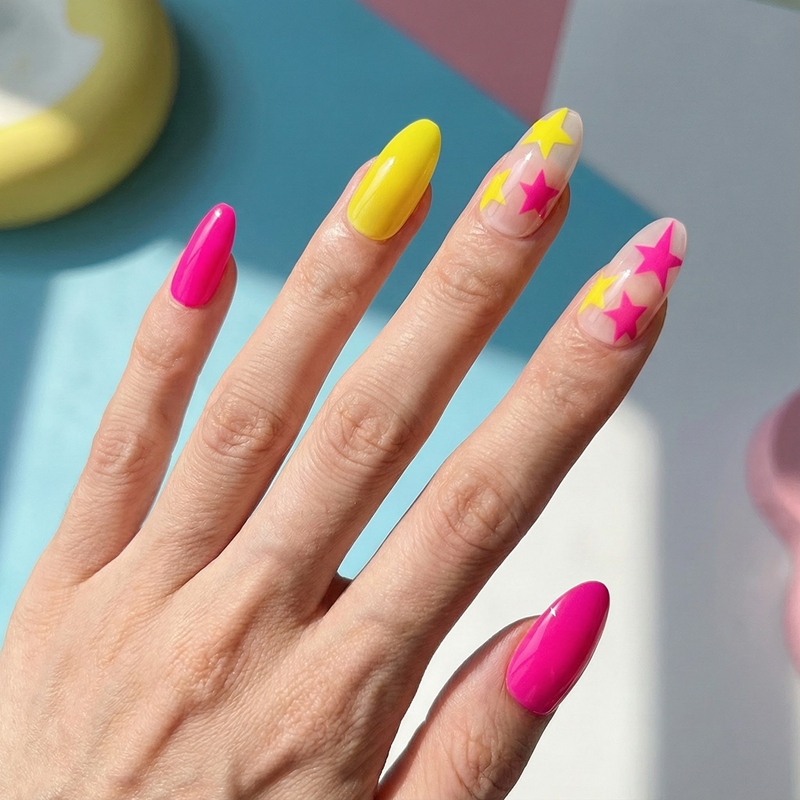Stellar Neon Multicolor Nails