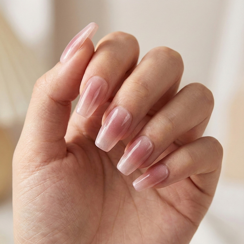 Peach Haze Pink Nails