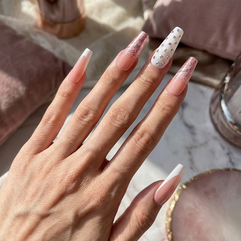 Jewel Kiss Pink Nails