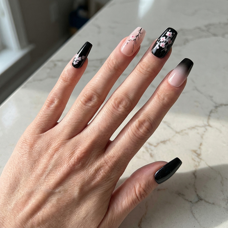 Mystic Plum Black Nails
