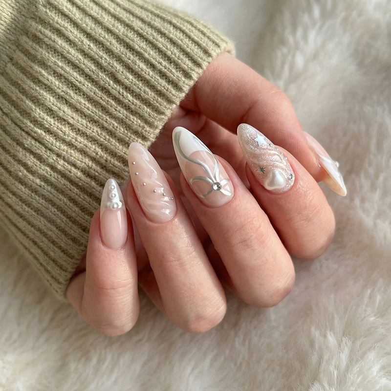 Elegant Bow Pink Nails
