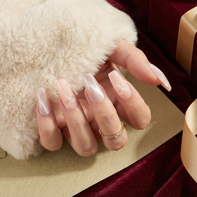 Bow Glitter Pink Nails