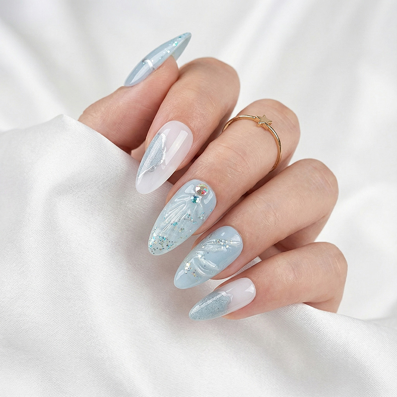 Mermaid's Tears Treasure Blue Nails