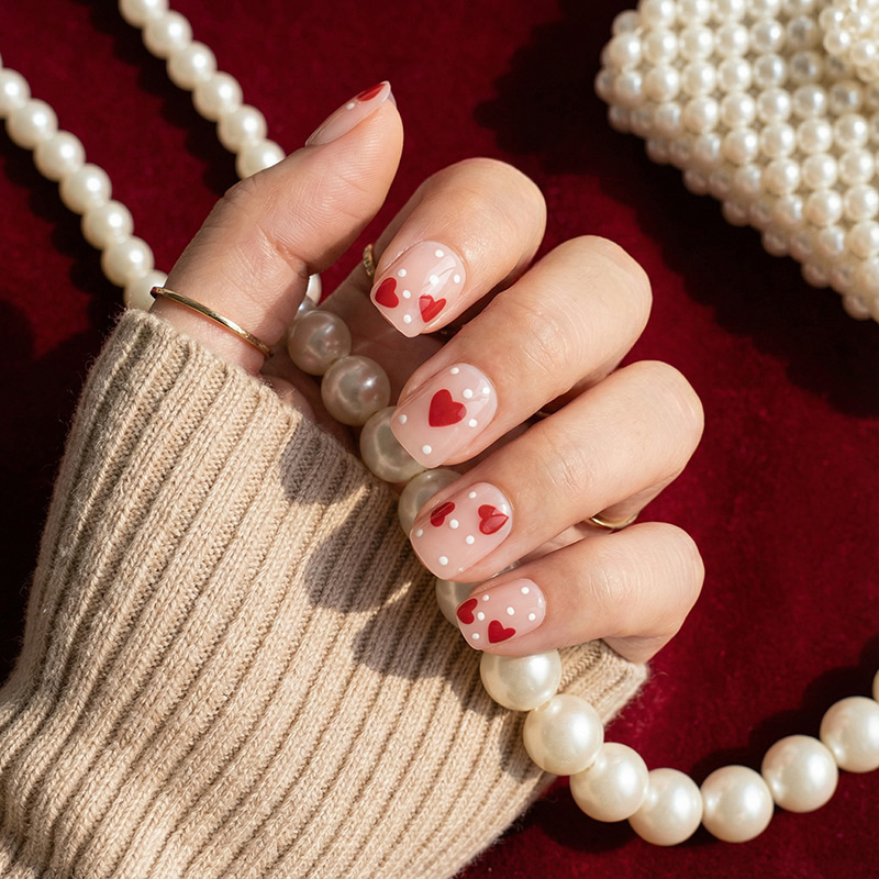 Cupid's Polka Red Nails