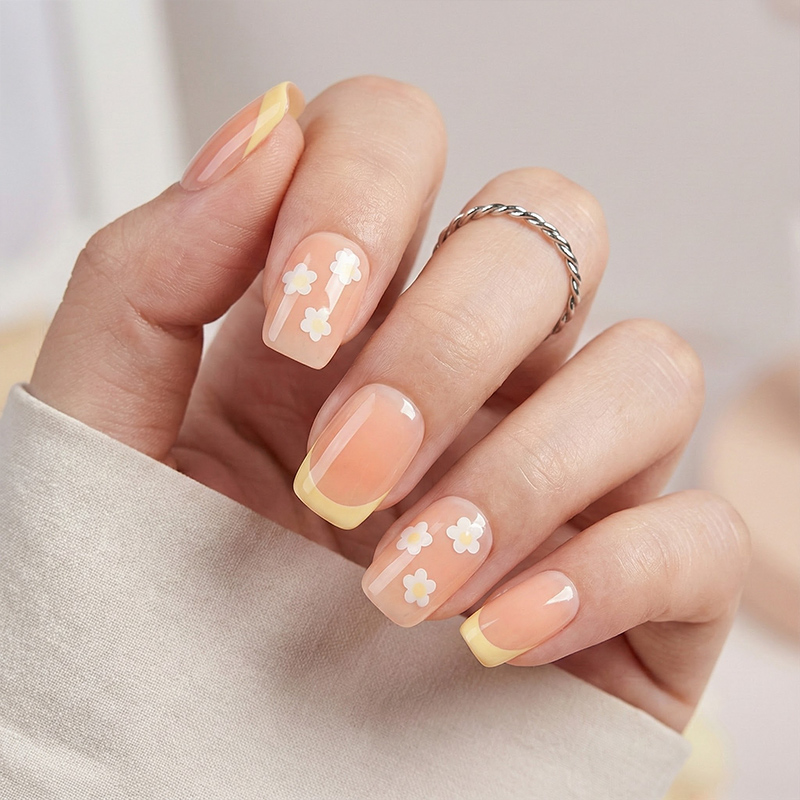 Fresh Flowers Pink Nails