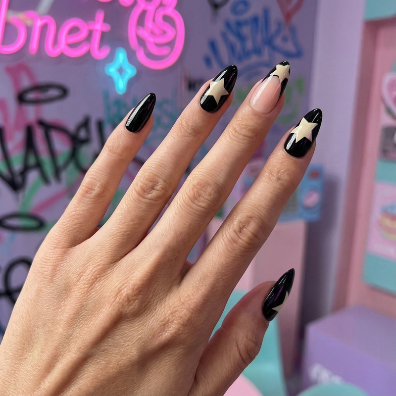 Pentagram Black Nails