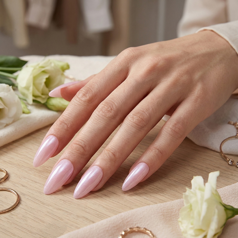 Cat Eye Glitter Lavender Nails