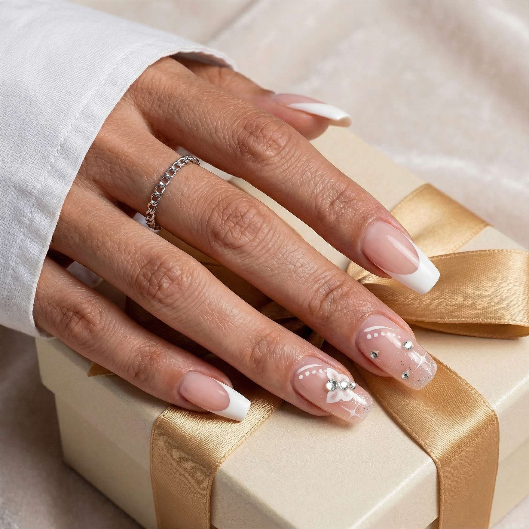 Sparkling Butterfly Pink Nails