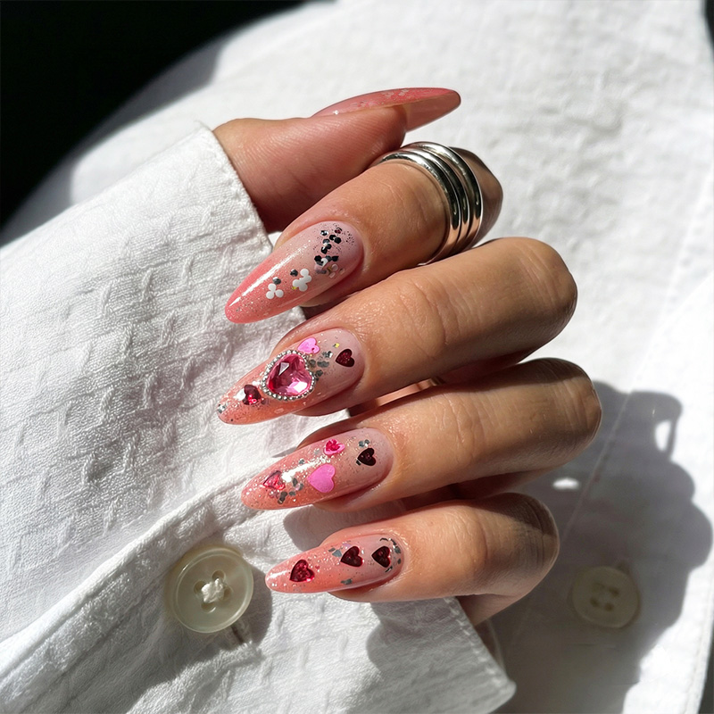 Princess Heart Pink Nails