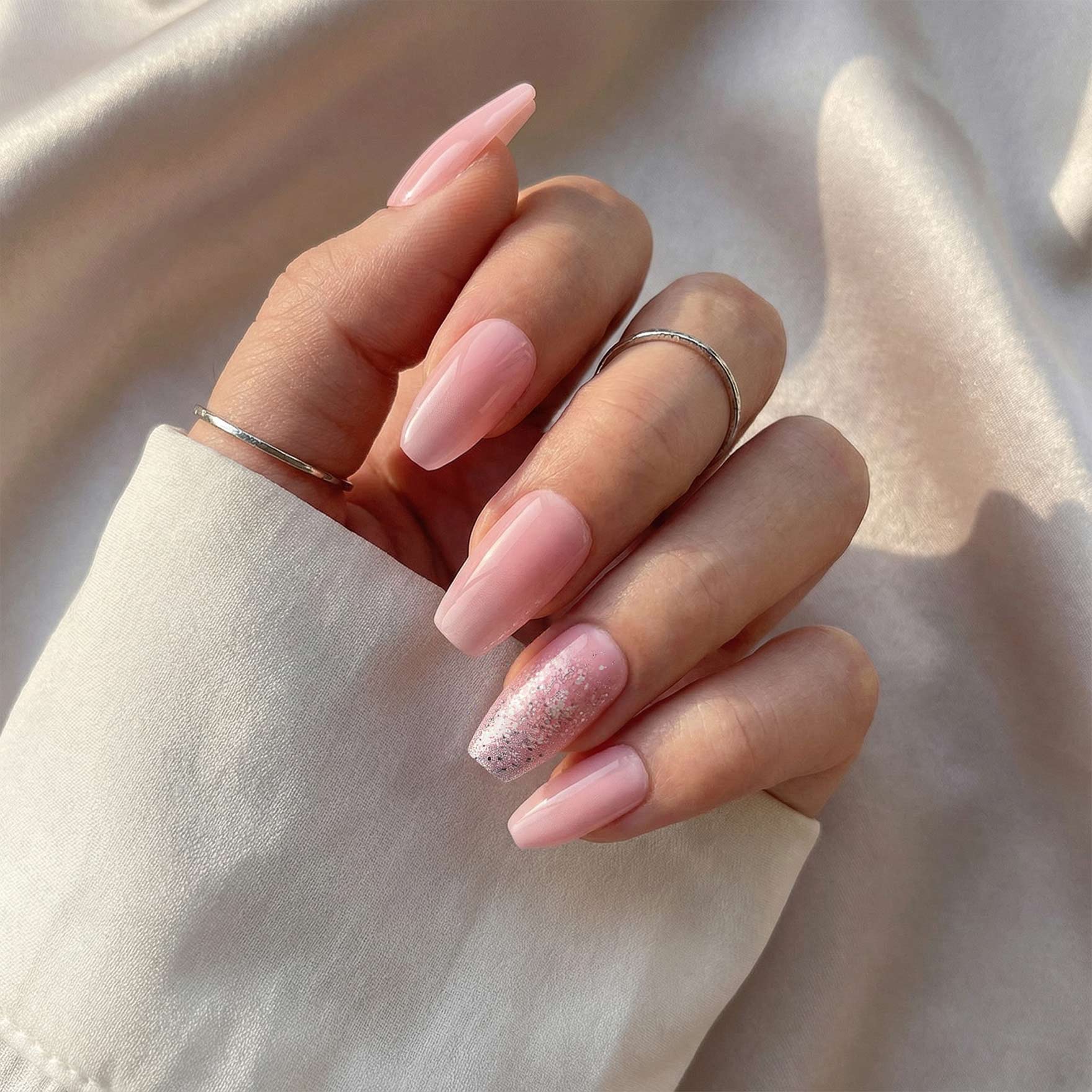 Gradient Glitter Pink Nails