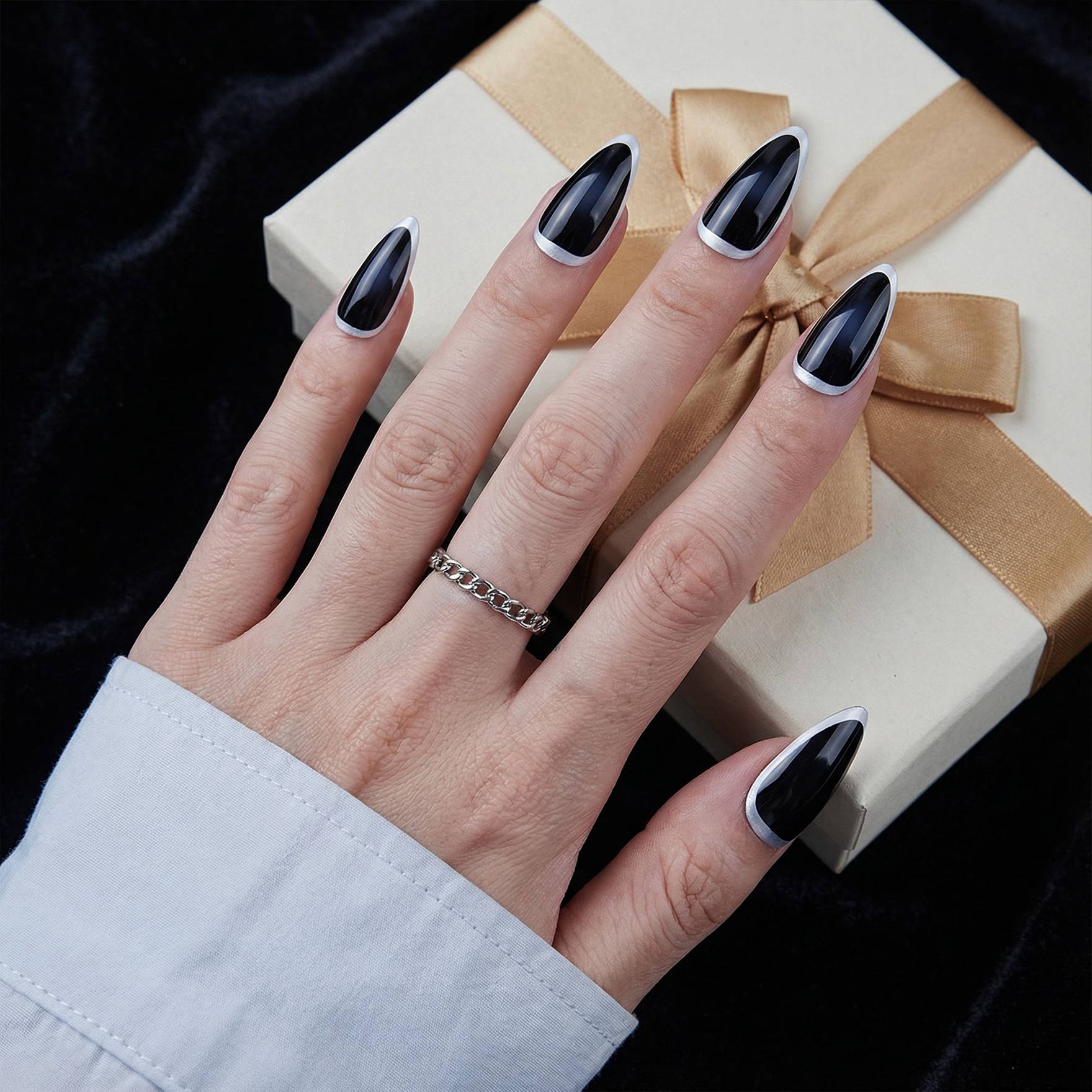 Frost Fringe Deep Blue Nails