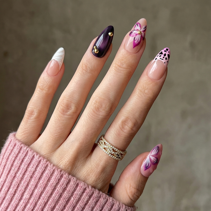 Lavender Leopard Purple Nails
