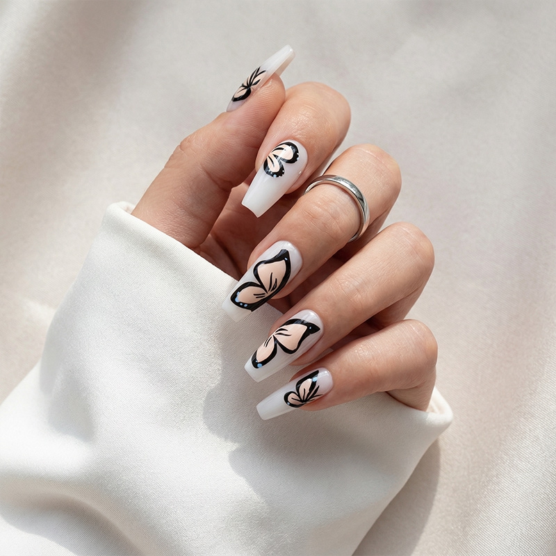 Butterfly Blush Pink Nails