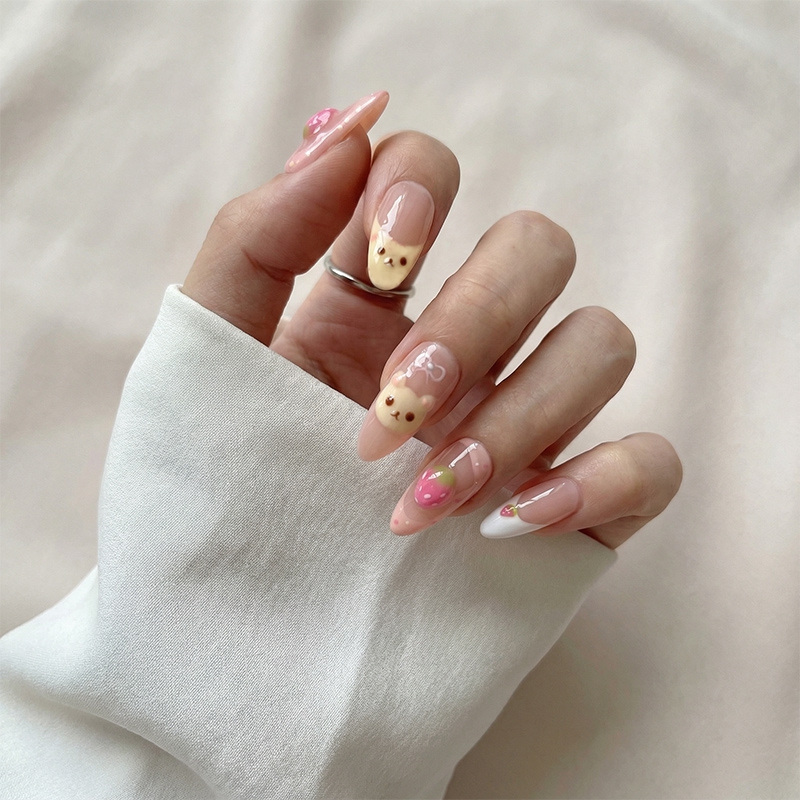 Berry Bear Pink Nails