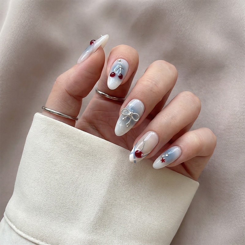 Coastal Cherry White Nails