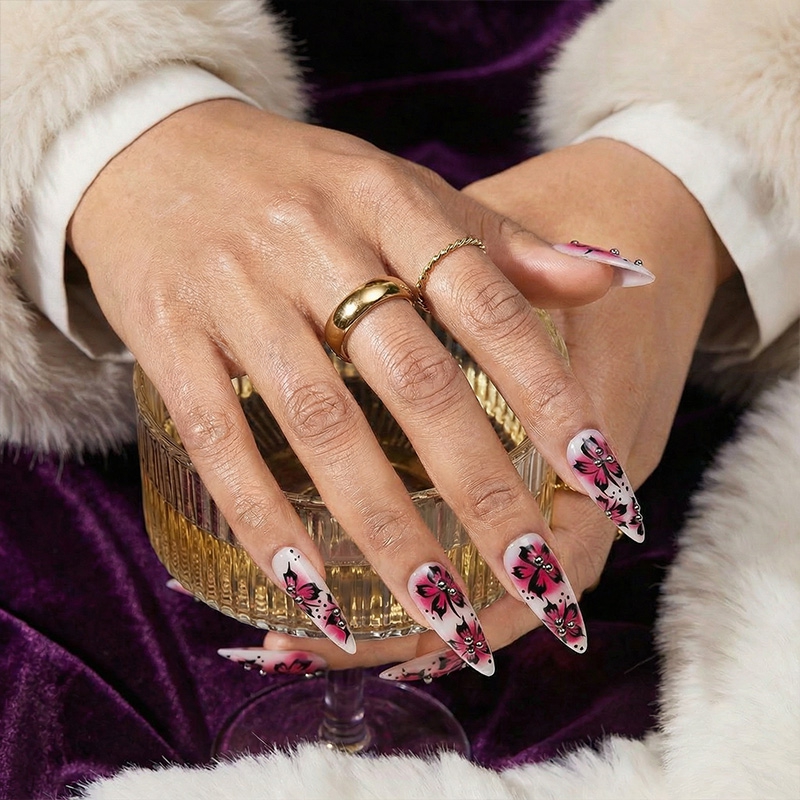 Floral Bliss Purple Nails