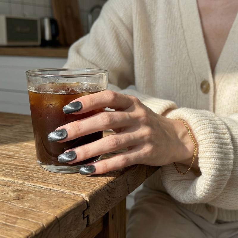 Obsidian Frost Black Nails