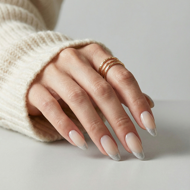 Glistening Edge Silver Nails