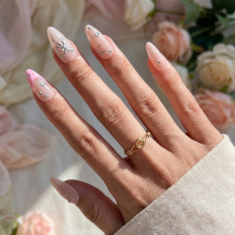 Silver Kiss Pink Nails