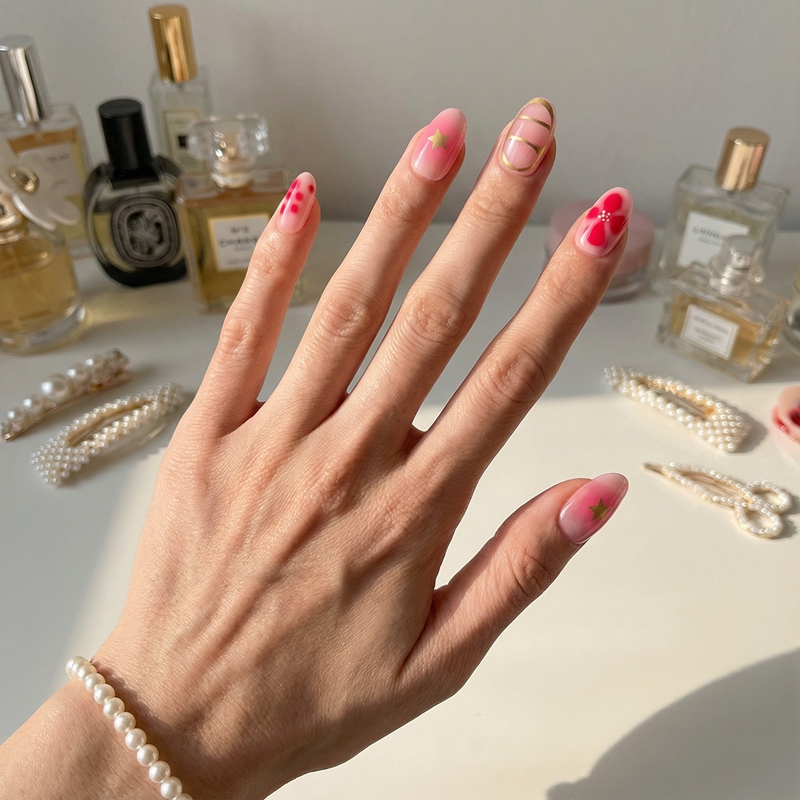 Stellar Rose Pink Nails