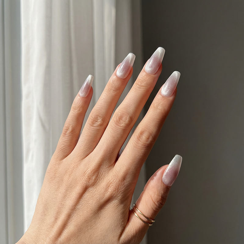 Nude Shimmer Light Khaki Nails