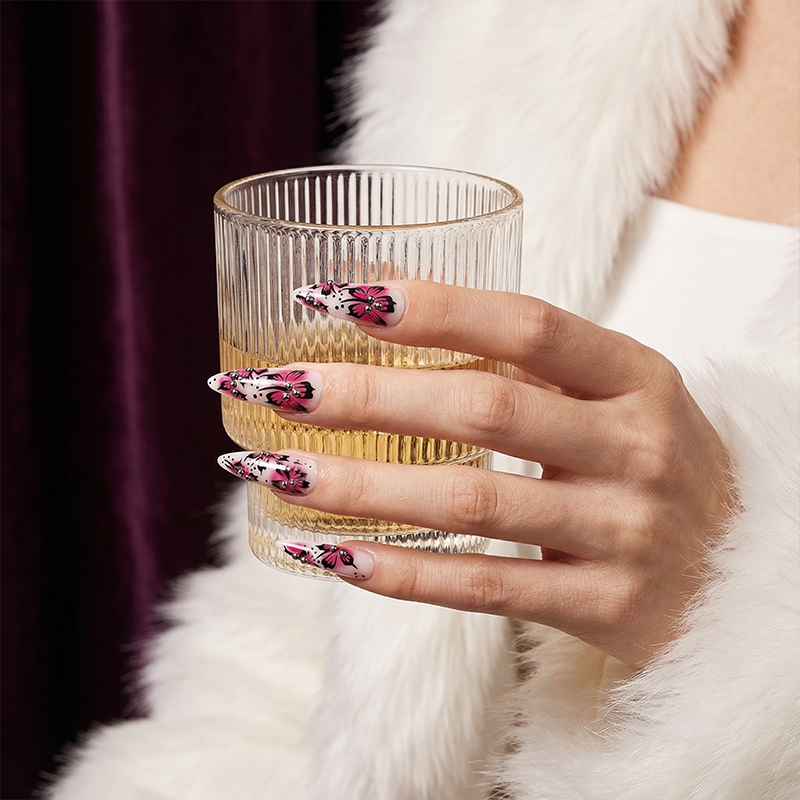 Floral Bliss Purple Nails