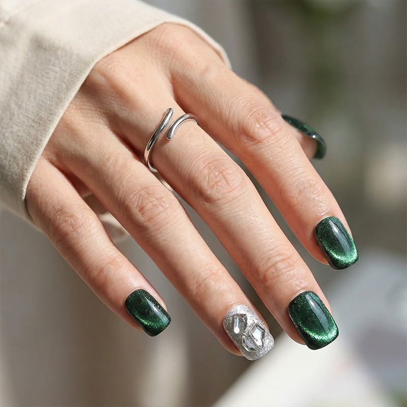 Mystic Jade Green Nails