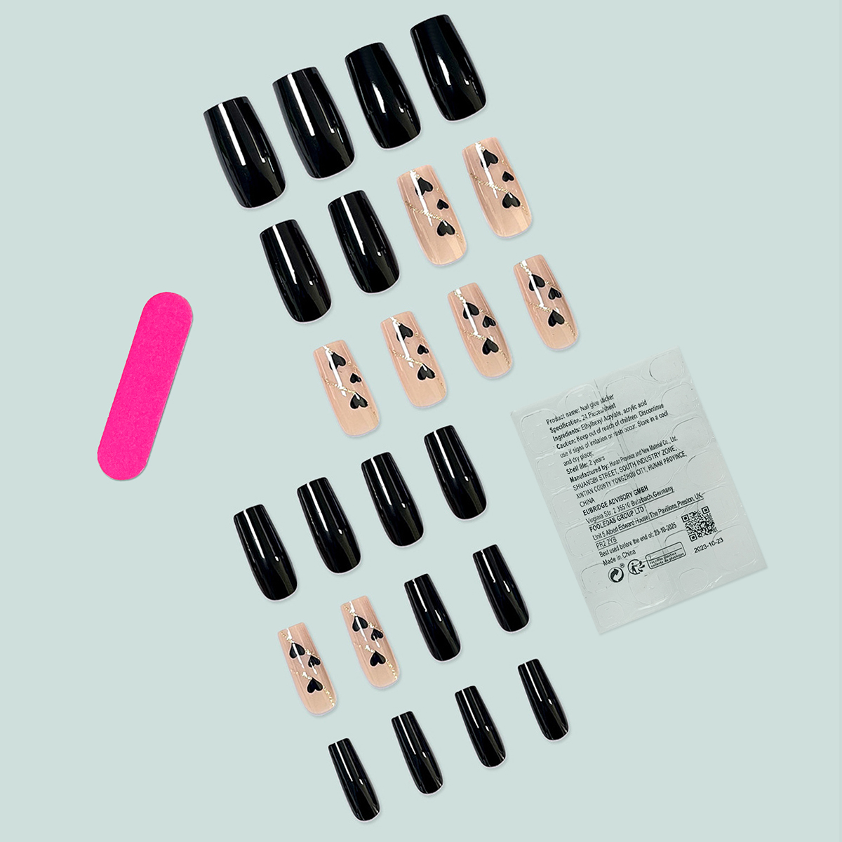 Gothic Heartbeat Black Nails