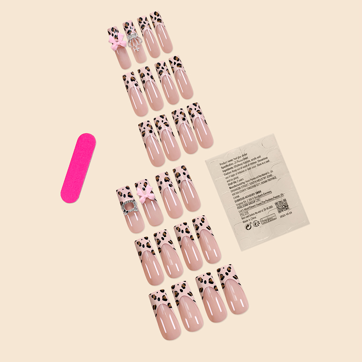 Leopard Latte Pink Nails