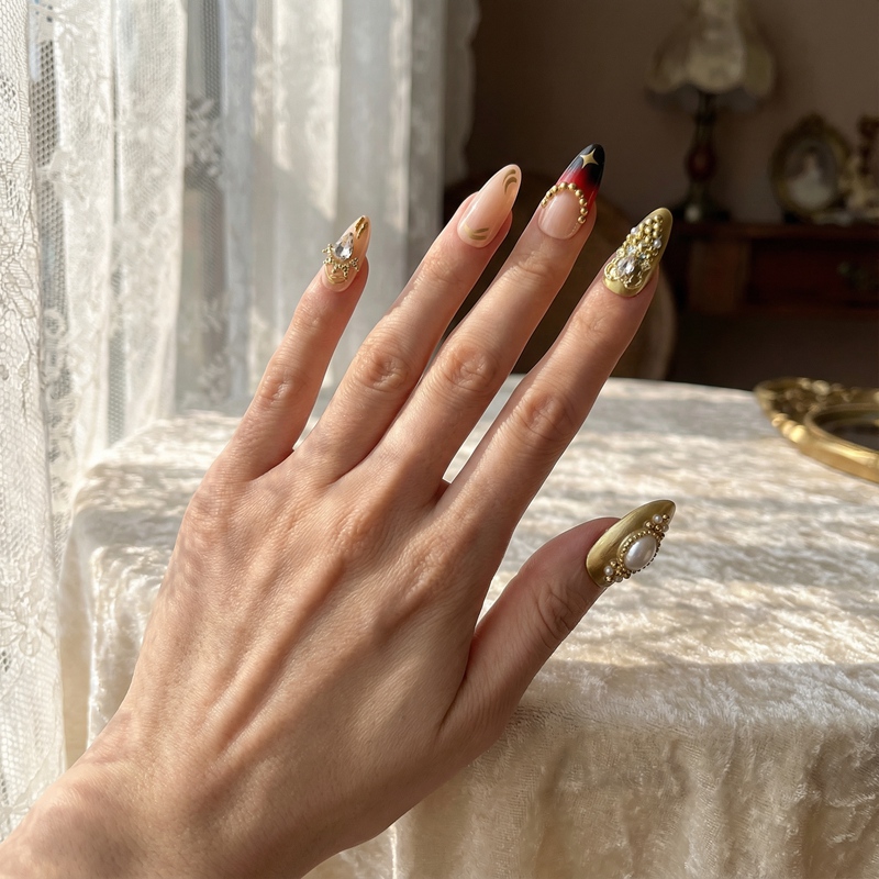 Cross Divine Black Nails