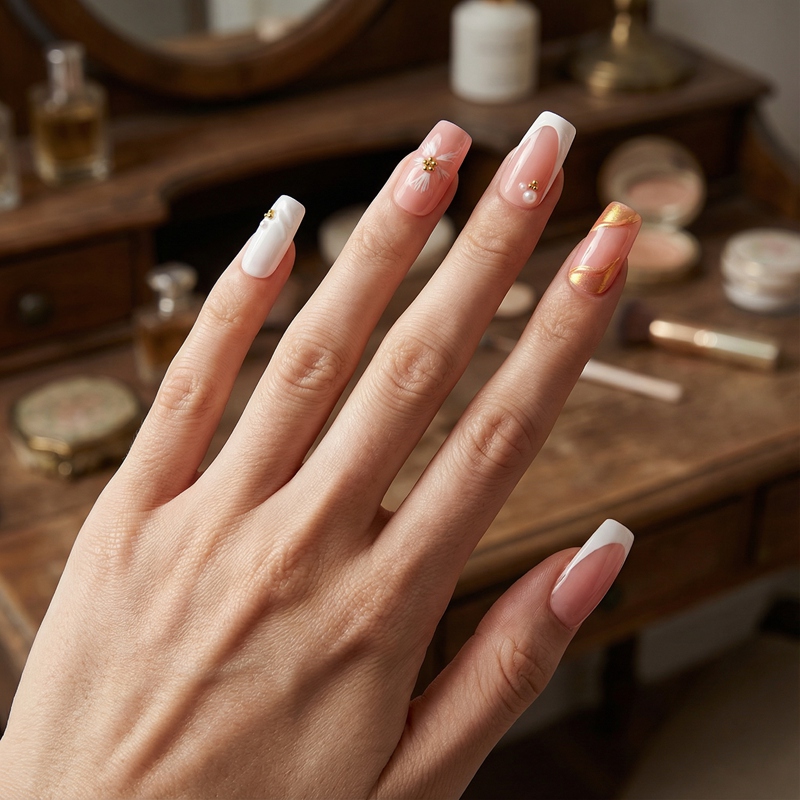 Noble Floral Pink Nails