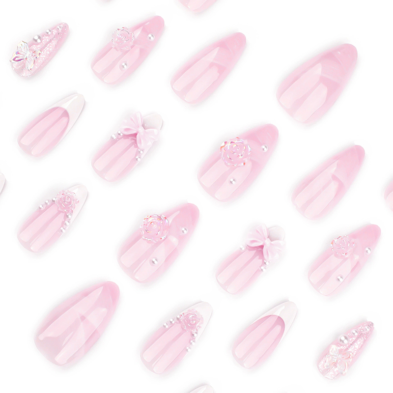 Dainty Bows Pink Nails