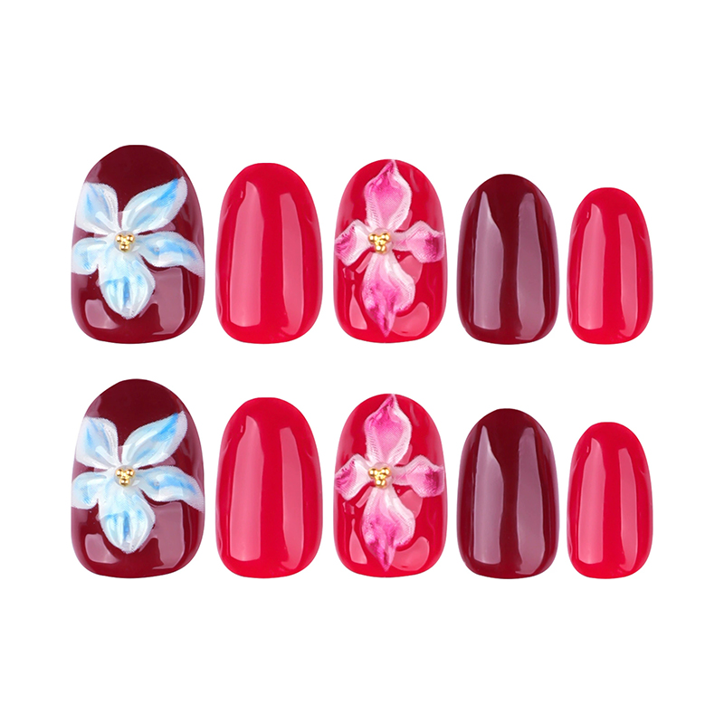 Ruby Petals Red Nails