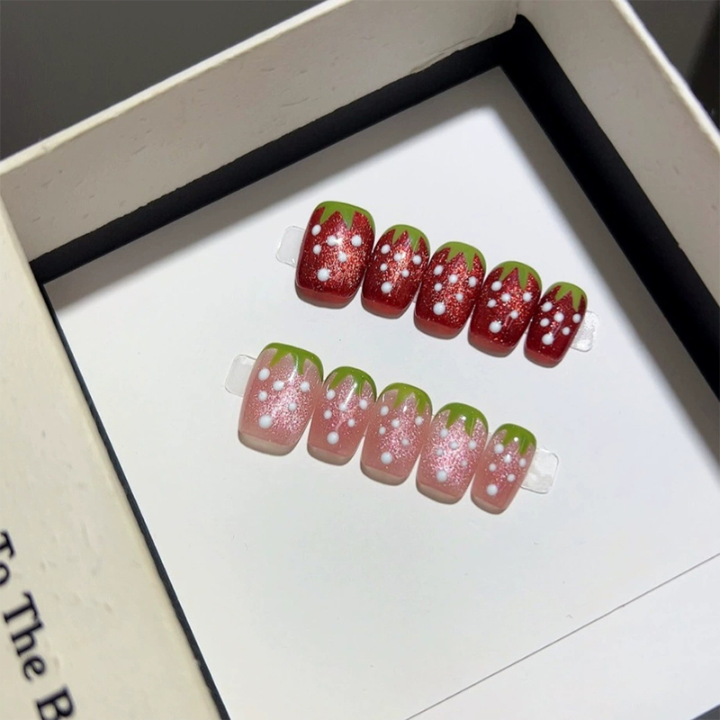 Strawberry Sparkle Pink Nails