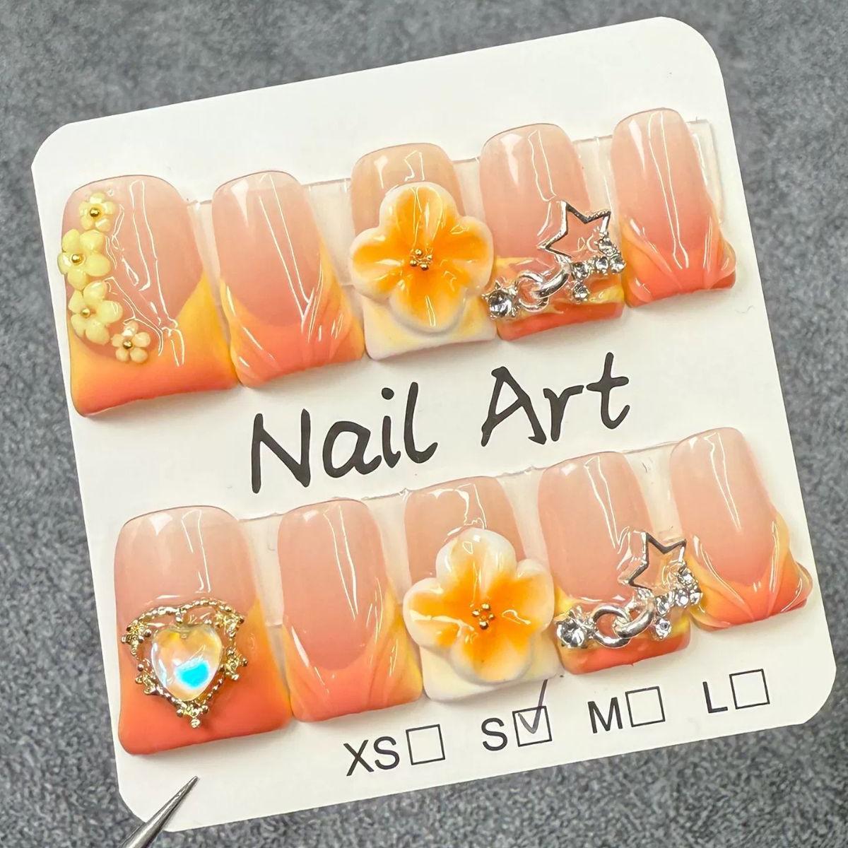 Amber Light Orange Nails